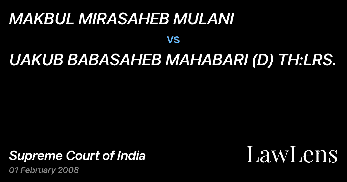 Preview image for MAKBUL MIRASAHEB MULANI vs. UAKUB BABASAHEB MAHABARI (D) TH:LRS.
