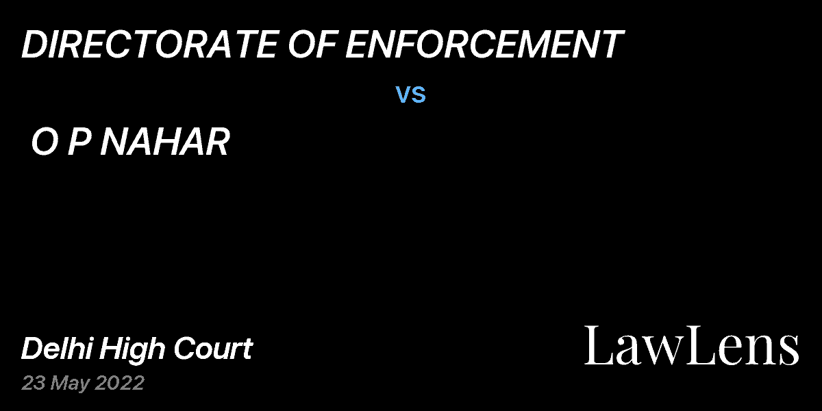Preview image for DIRECTORATE OF ENFORCEMENT vs. O P NAHAR