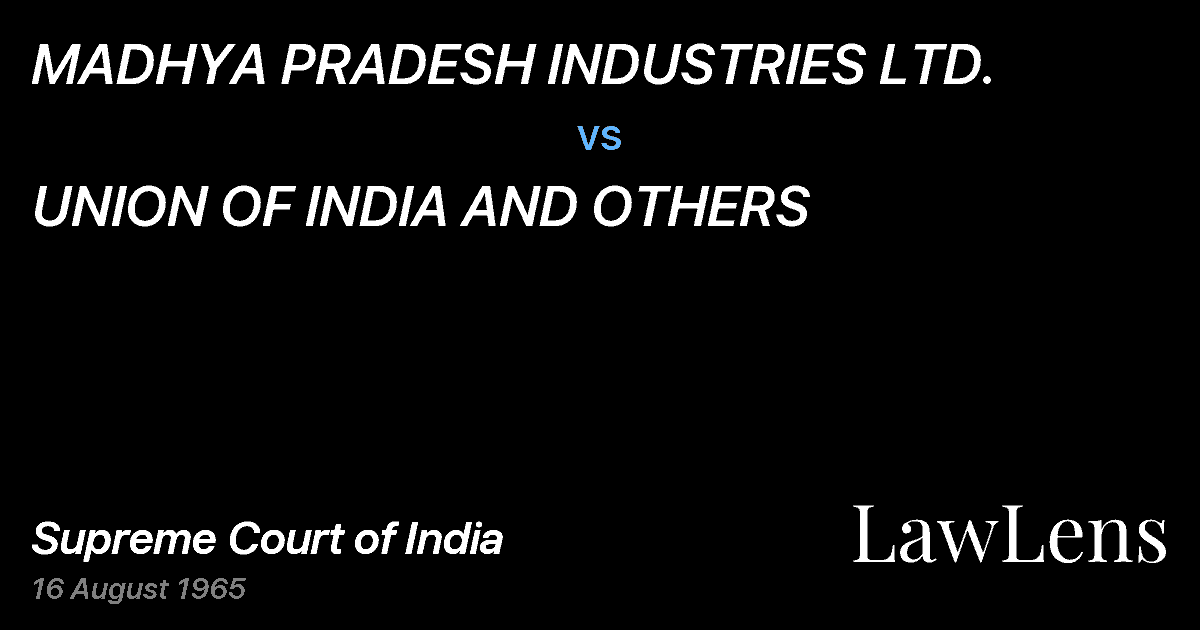 Preview image for MADHYA PRADESH INDUSTRIES LTD. vs. UNION OF INDIA AND OTHERS