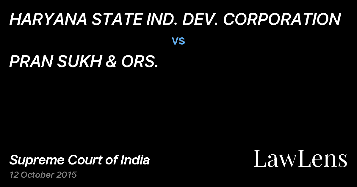 Preview image for HARYANA STATE IND. DEV. CORPORATION vs. PRAN SUKH & ORS.