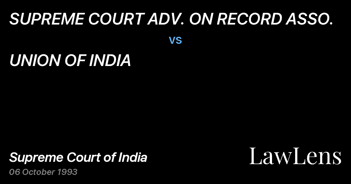 Preview image for SUPREME COURT ADV. ON RECORD ASSO. vs. UNION OF INDIA