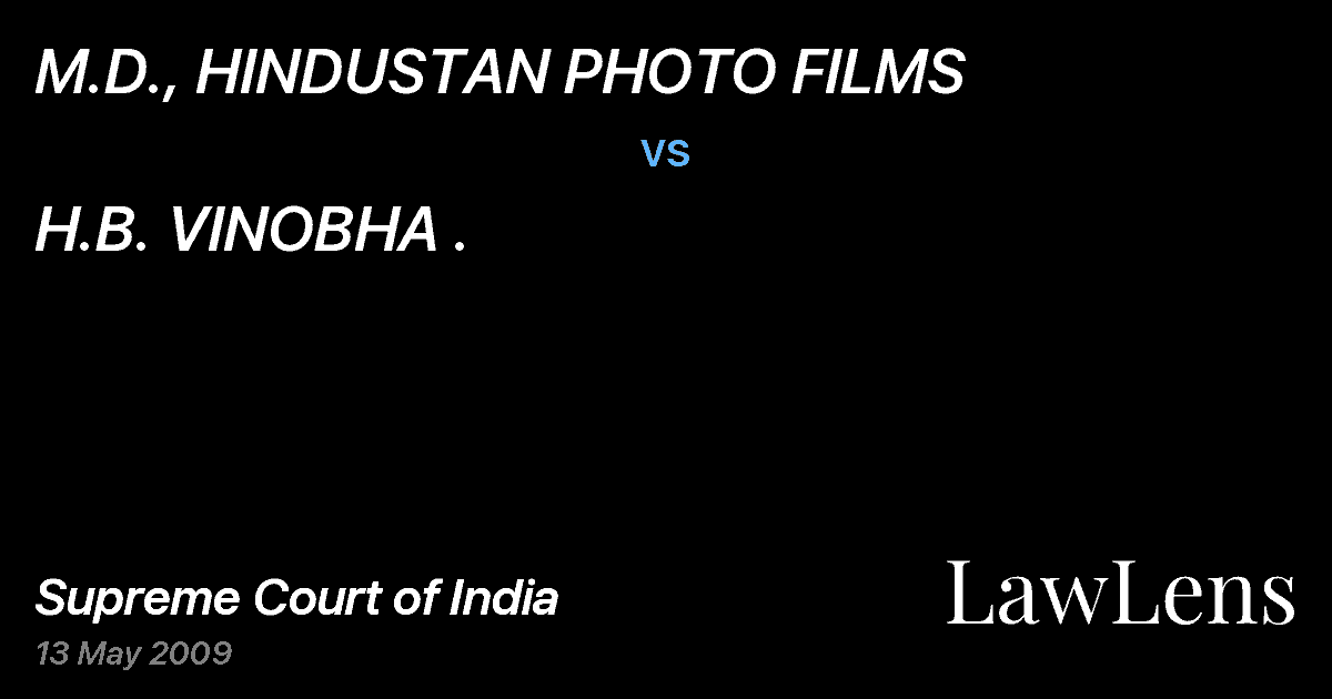 Preview image for M.D., HINDUSTAN PHOTO FILMS vs. H.B. VINOBHA .