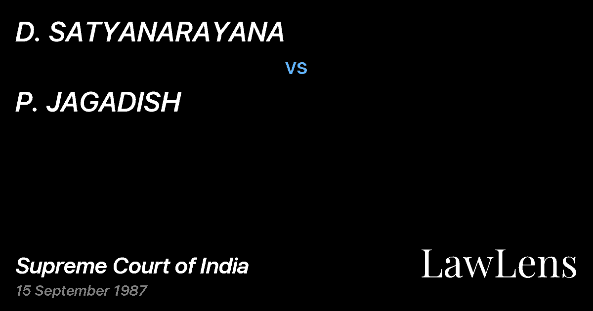 Preview image for D. SATYANARAYANA vs. P. JAGADISH