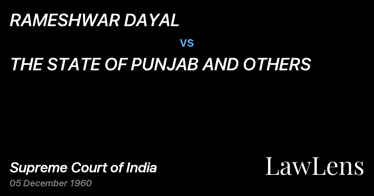Preview image for RAMESHWAR DAYAL vs. THE STATE OF PUNJAB AND OTHERS