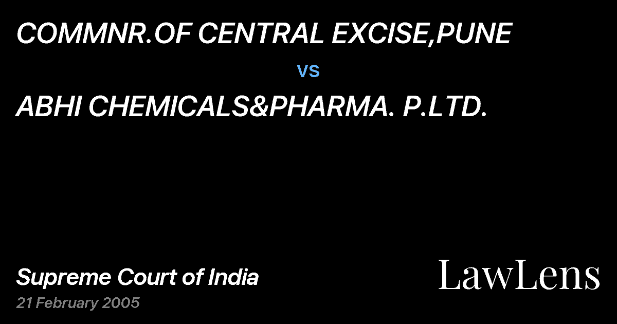 Preview image for COMMNR.OF CENTRAL EXCISE,PUNE vs. ABHI CHEMICALS&PHARMA. P.LTD.