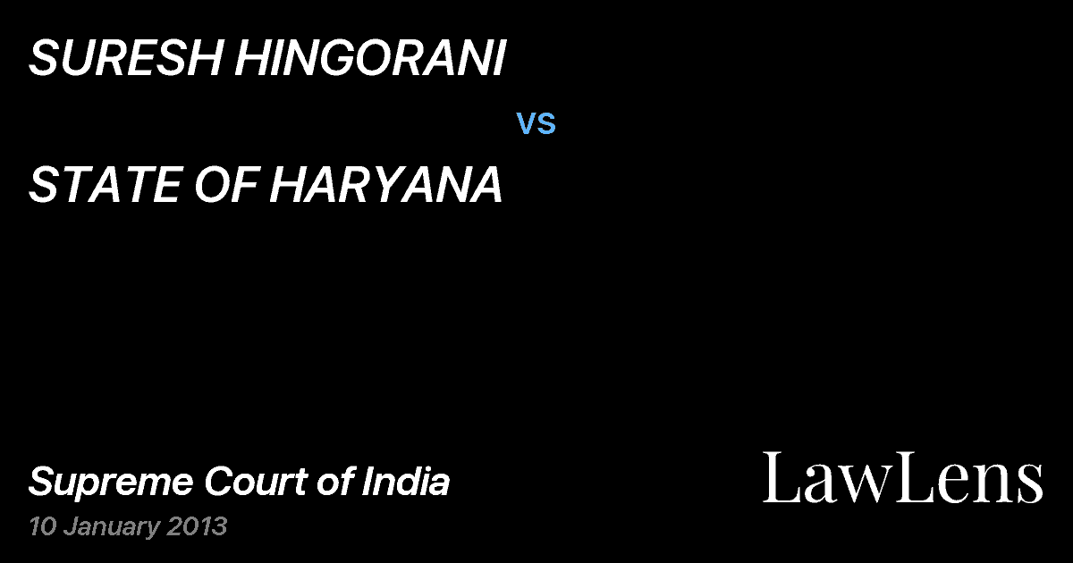 Preview image for SURESH HINGORANI vs. STATE OF HARYANA