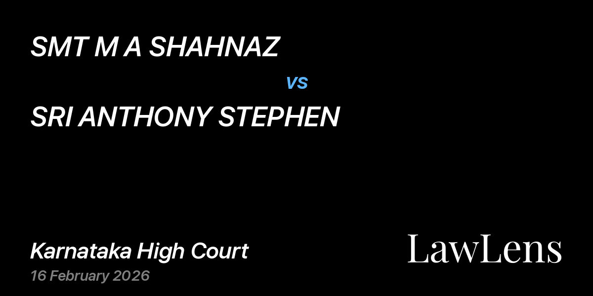 Preview image for SMT M A SHAHNAZ vs. SRI ANTHONY STEPHEN