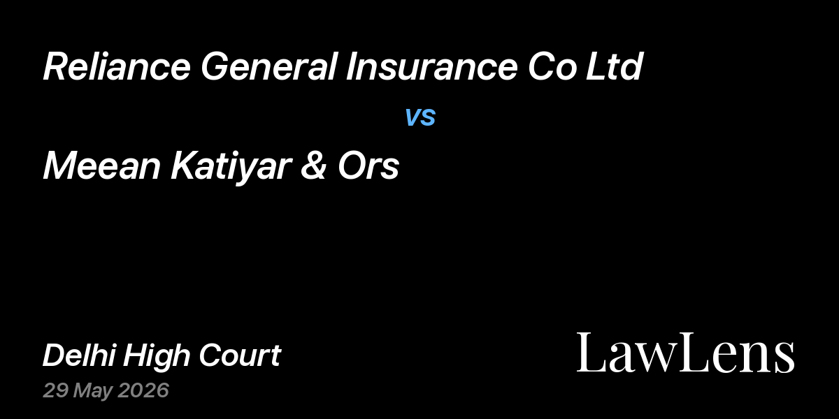 Preview image for Reliance General Insurance Co Ltd vs. Meean Katiyar & Ors