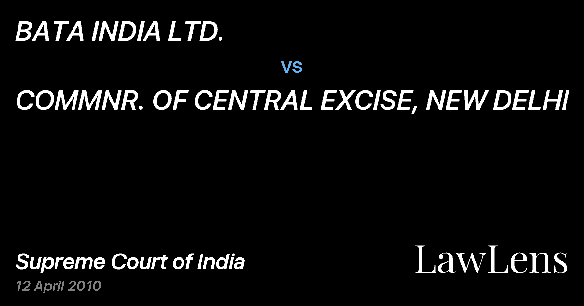 Preview image for BATA INDIA LTD. vs. COMMNR. OF CENTRAL EXCISE, NEW DELHI