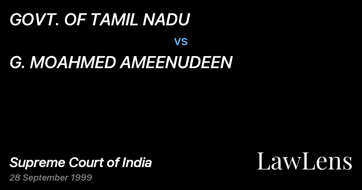 Preview image for GOVT. OF TAMIL NADU vs. G. MOAHMED AMEENUDEEN