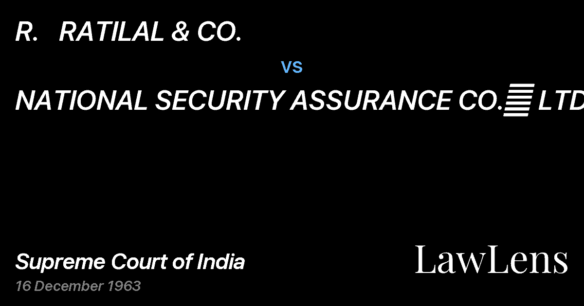 Preview image for R.   RATILAL & CO. vs. NATIONAL SECURITY ASSURANCE CO.	 LTD.