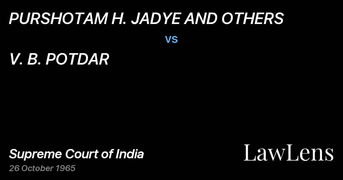 Preview image for PURSHOTAM H. JADYE AND OTHERS vs. V. B. POTDAR