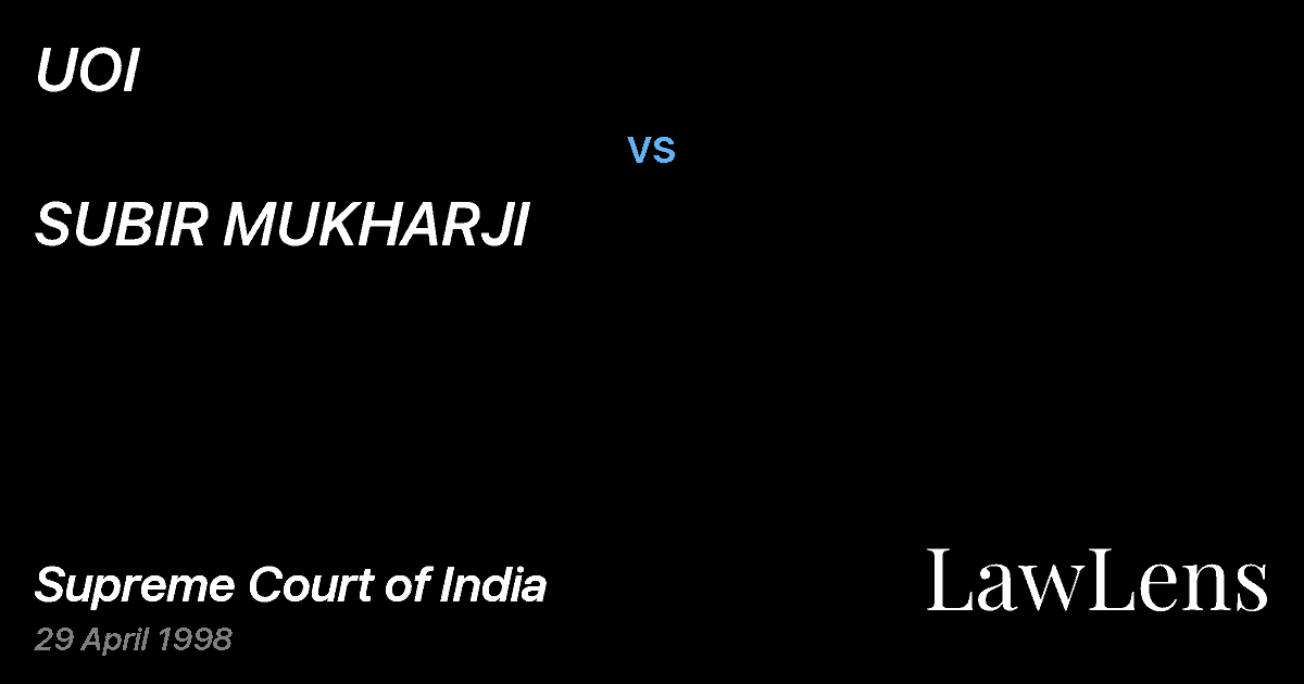 Preview image for UOI vs. SUBIR MUKHARJI