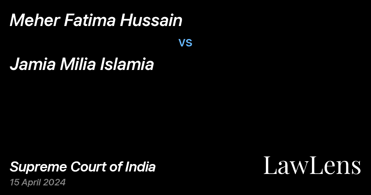 Preview image for Meher Fatima Hussain vs. Jamia Milia Islamia