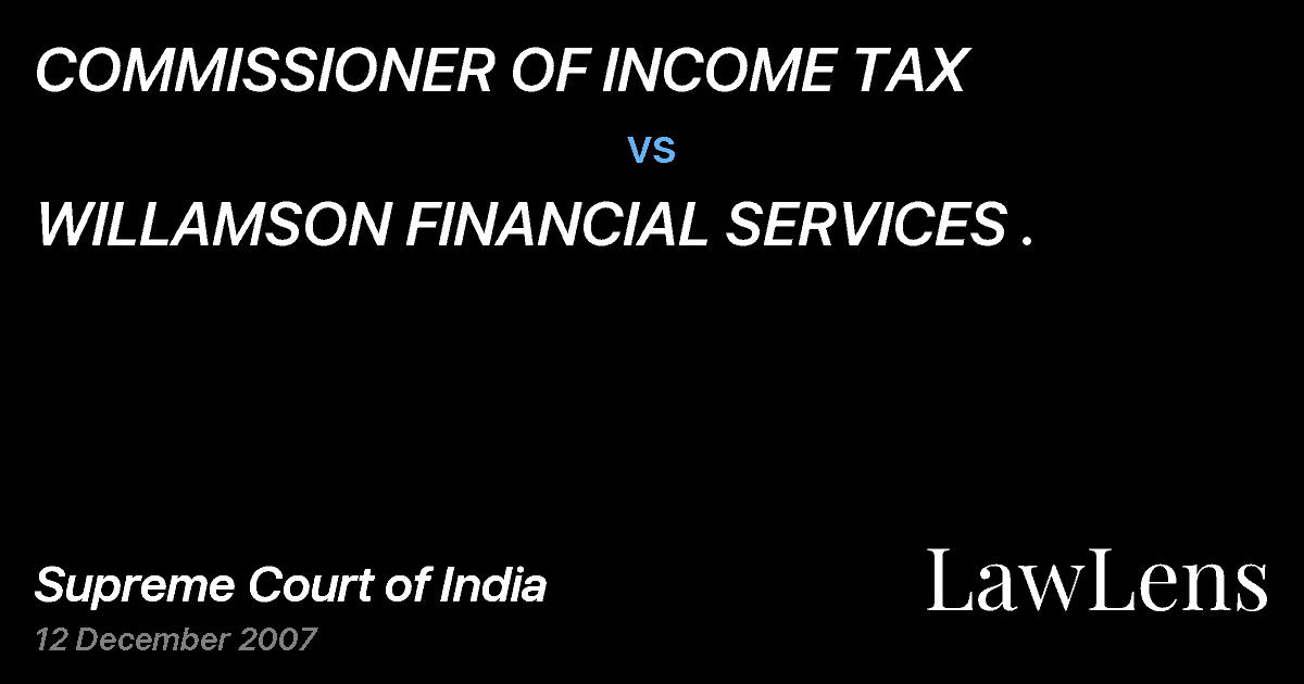 Preview image for COMMISSIONER OF INCOME TAX vs. WILLAMSON FINANCIAL SERVICES .