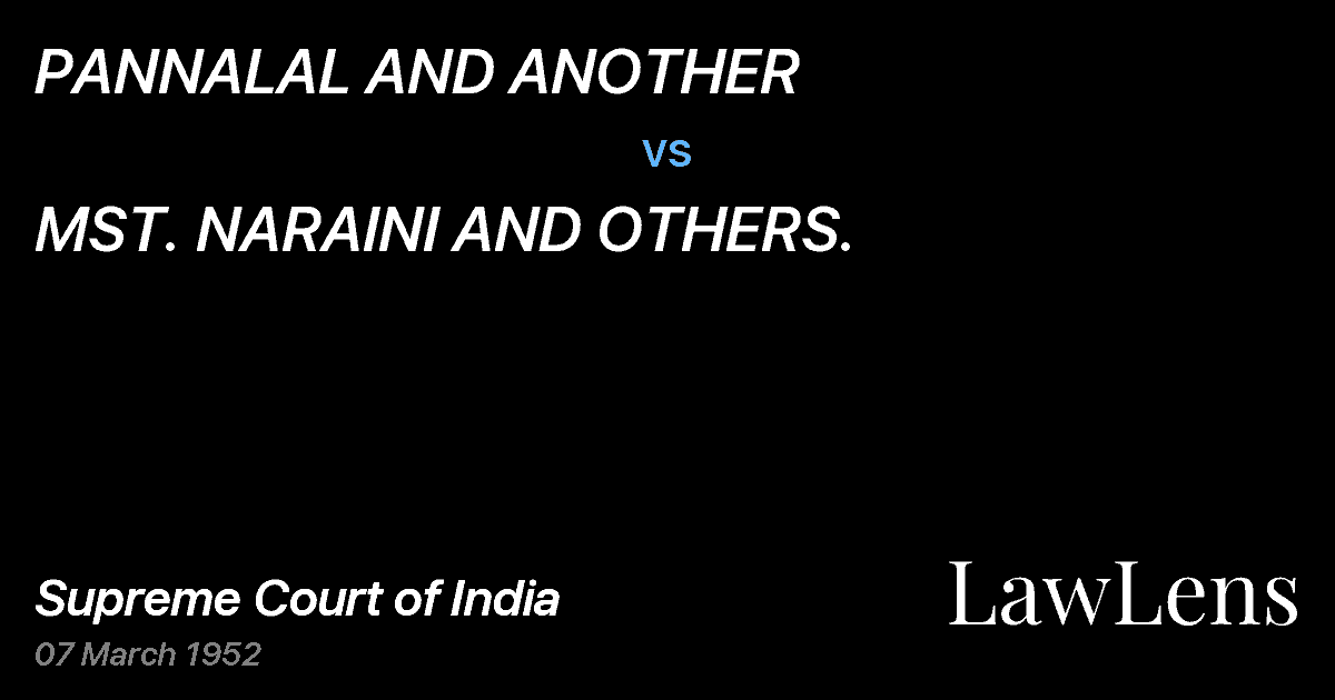 Preview image for PANNALAL AND ANOTHER vs. MST. NARAINI AND OTHERS.
