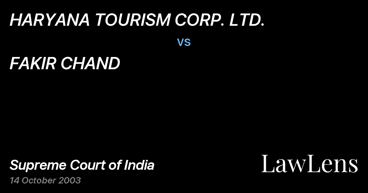 Preview image for HARYANA TOURISM CORP. LTD. vs. FAKIR CHAND