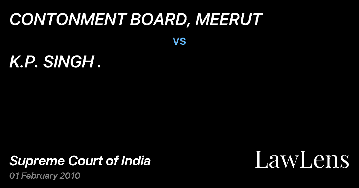 Preview image for CONTONMENT BOARD, MEERUT vs. K.P. SINGH .
