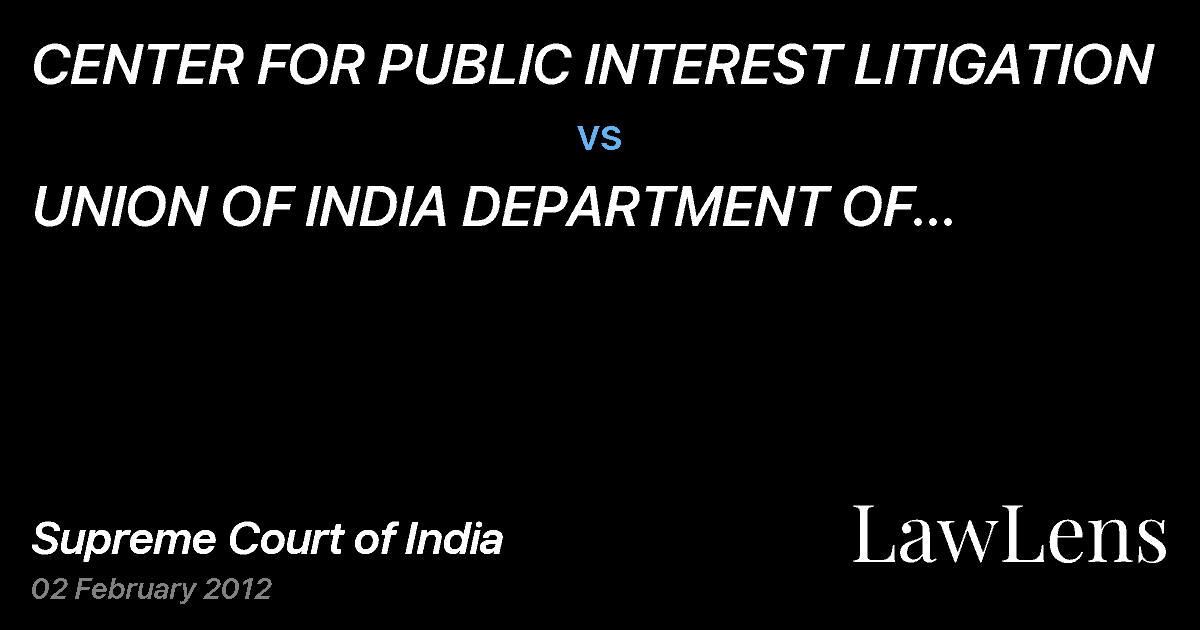 Preview image for CENTER FOR PUBLIC INTEREST LITIGATION vs. UNION OF INDIA DEPARTMENT OF TELECOMMUNICATIONS