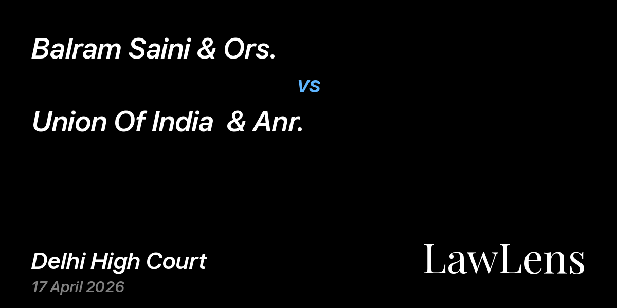 Preview image for Balram Saini & Ors. vs. Union Of India  & Anr.