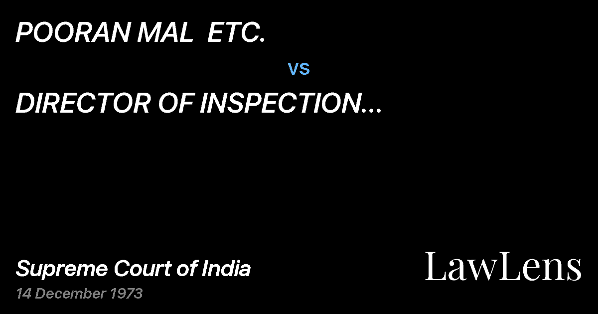 Preview image for POORAN MAL  ETC. vs. DIRECTOR  OF INSPECTION (INVESTIGATION) OF INCOME-TAX  MAYU