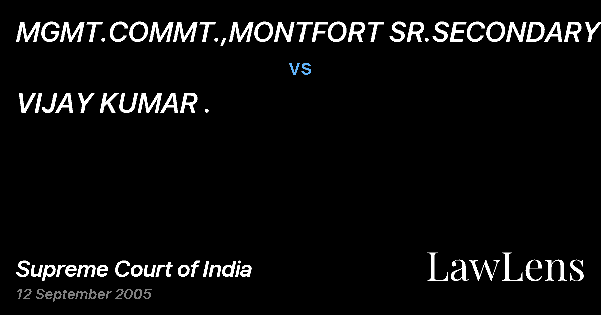 Preview image for MGMT.COMMT.,MONTFORT SR.SECONDARY SCHOOL vs. VIJAY KUMAR .