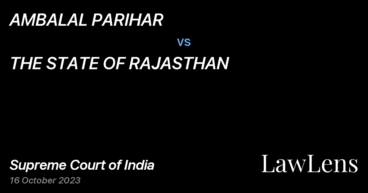 Preview image for AMBALAL PARIHAR vs. THE STATE OF RAJASTHAN