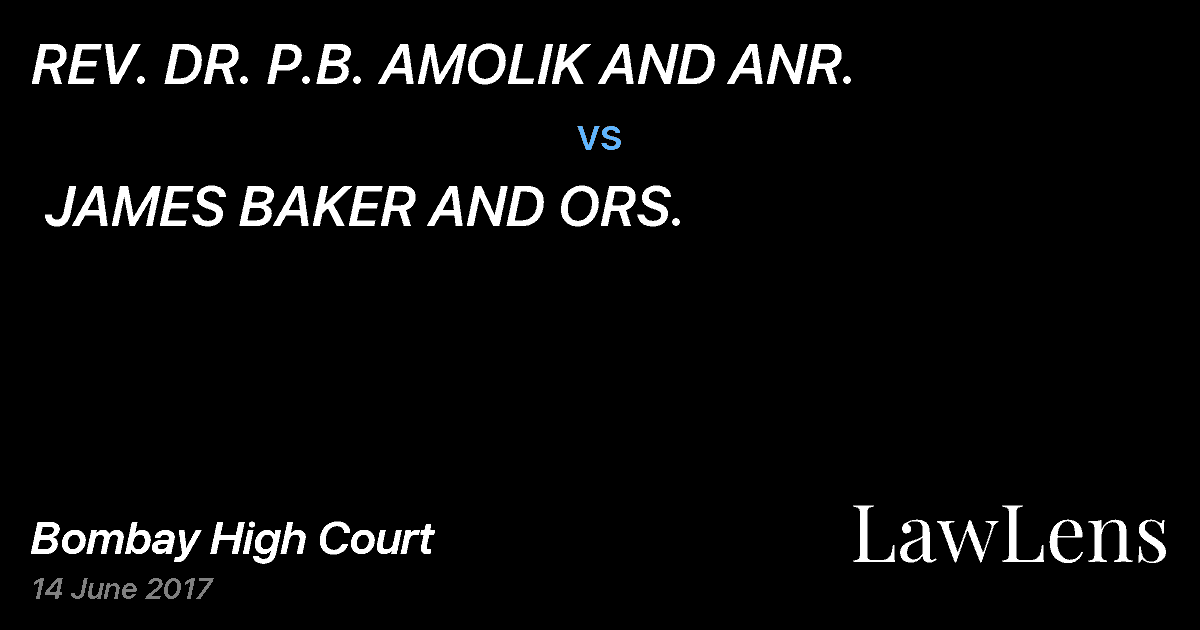 Preview image for REV. DR. P.B. AMOLIK AND ANR. vs. JAMES BAKER AND ORS.