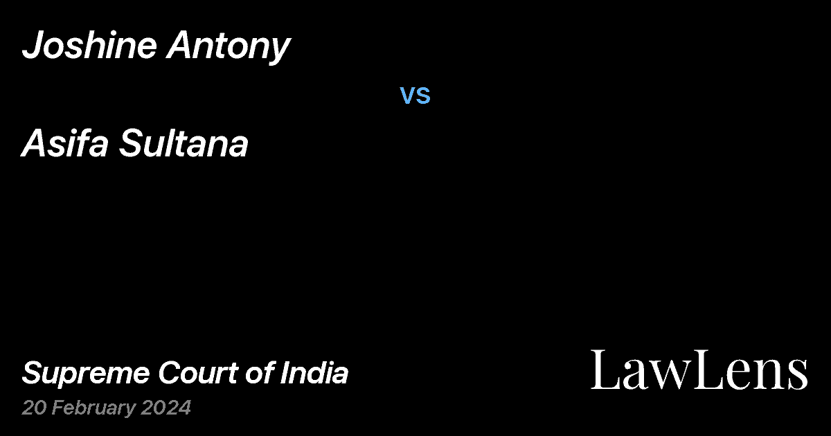 Preview image for Joshine Antony vs. Asifa Sultana