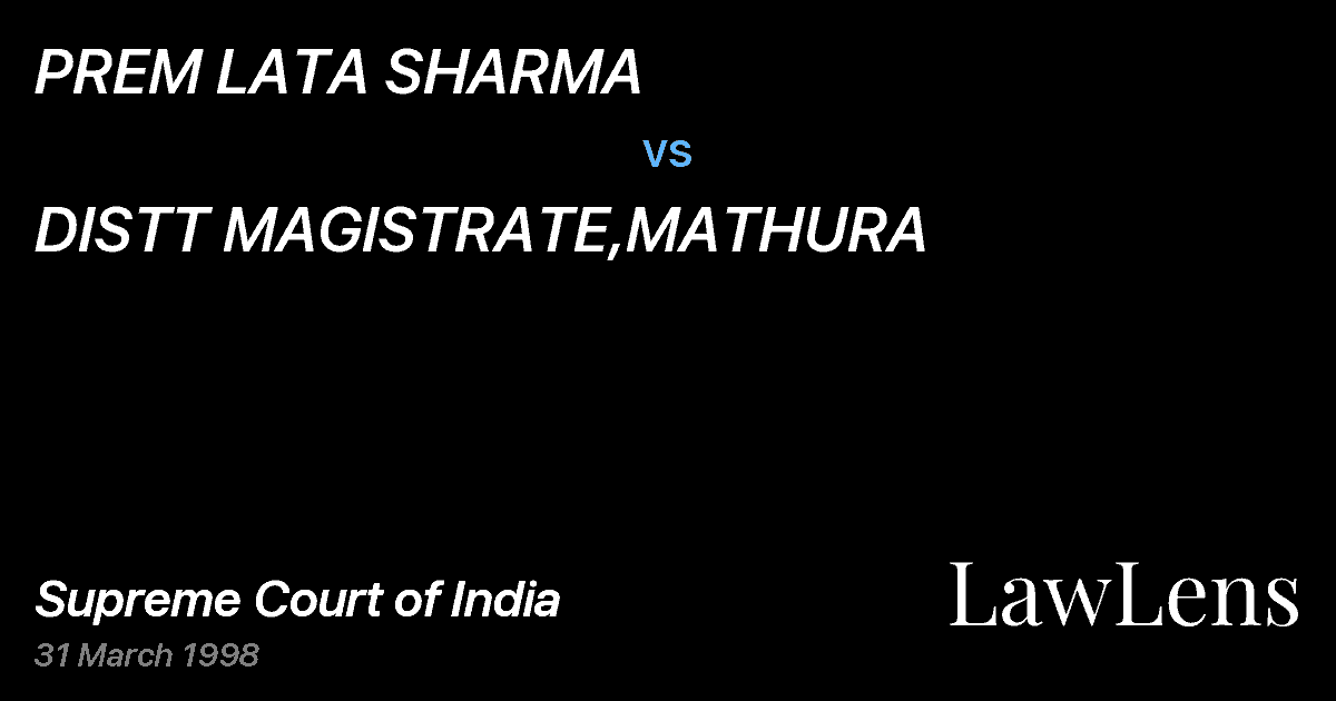 Preview image for PREM LATA SHARMA vs. DISTT MAGISTRATE,MATHURA