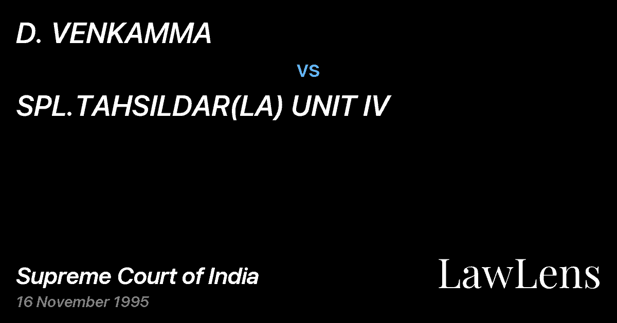 Preview image for D. VENKAMMA vs. SPL.TAHSILDAR(LA) UNIT IV