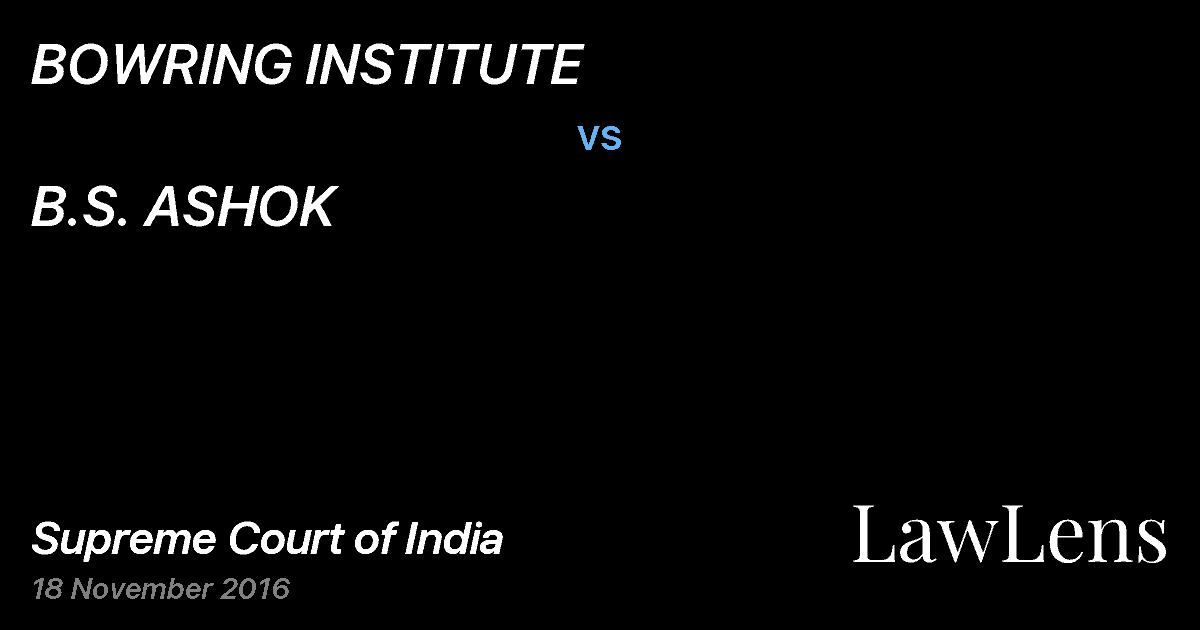 Preview image for BOWRING INSTITUTE vs. B.S. ASHOK