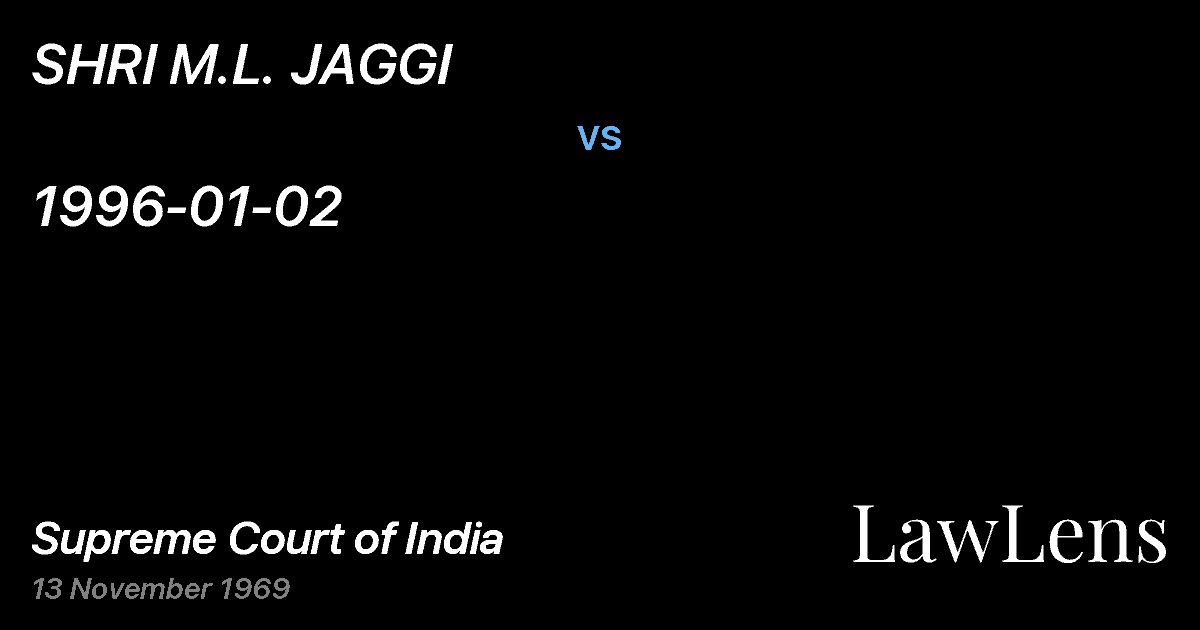 Preview image for SHRI M.L. JAGGI vs. 1996-01-02