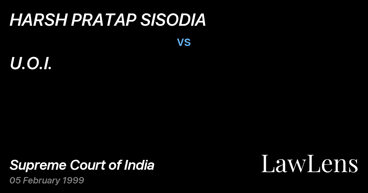Preview image for HARSH PRATAP SISODIA vs. U.O.I.