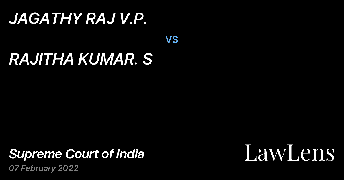 Preview image for JAGATHY RAJ V.P. vs. RAJITHA KUMAR. S