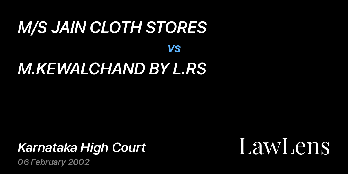 Preview image for M/S JAIN CLOTH STORES vs. M.KEWALCHAND BY L.RS