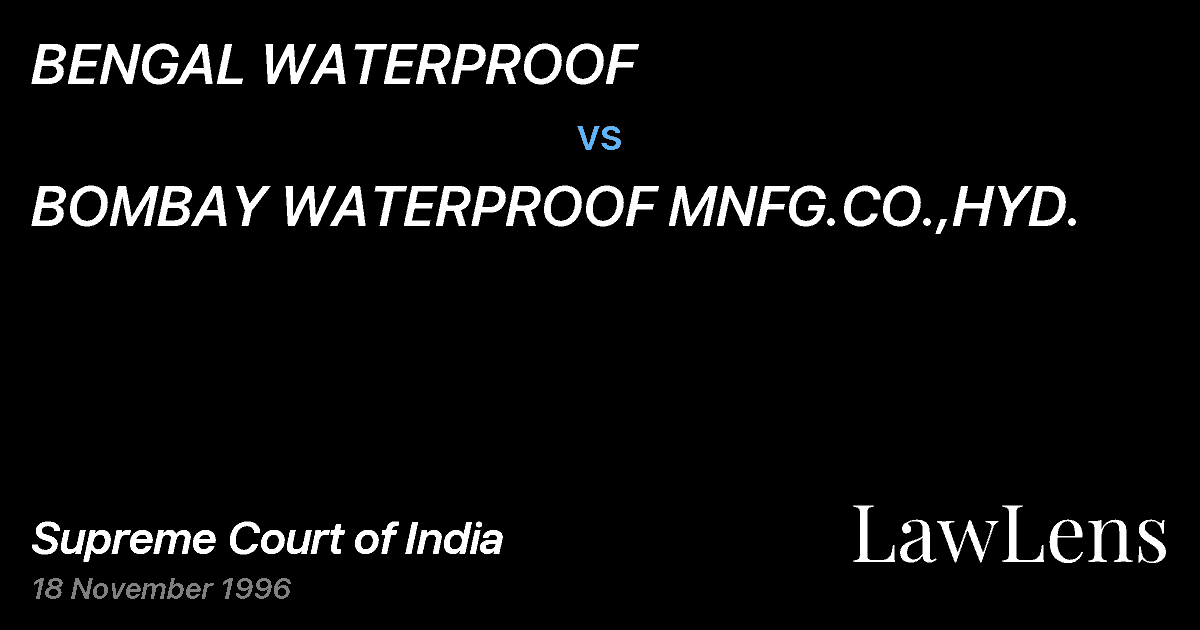 Preview image for BENGAL WATERPROOF vs. BOMBAY WATERPROOF MNFG.CO.,HYD.
