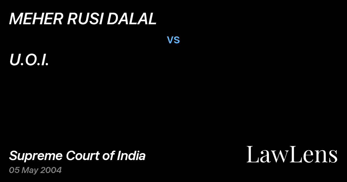 Preview image for MEHER RUSI DALAL vs. U.O.I.
