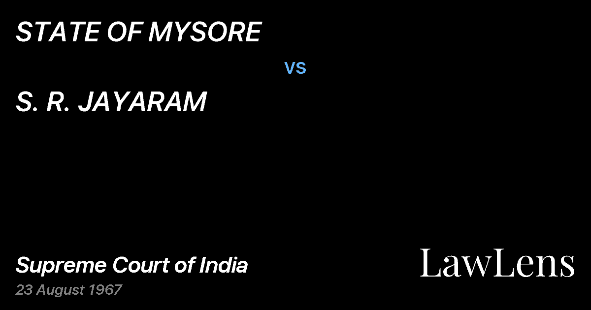 Preview image for STATE OF MYSORE vs. S. R. JAYARAM