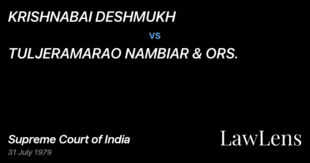 Preview image for KRISHNABAI DESHMUKH vs. TULJERAMARAO NAMBIAR & ORS.