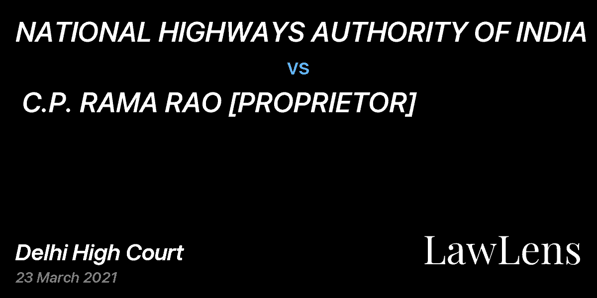 Preview image for NATIONAL HIGHWAYS AUTHORITY OF INDIA  vs.  C.P. RAMA RAO [PROPRIETOR]