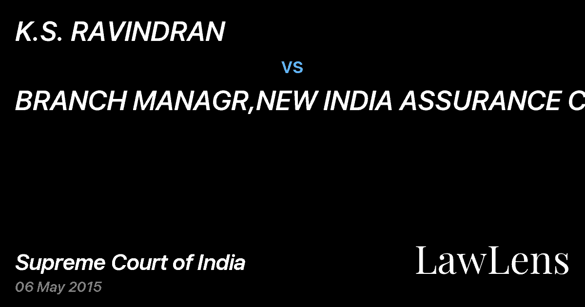 Preview image for K.S. RAVINDRAN vs. BRANCH MANAGR,NEW INDIA ASSURANCE CO LTD