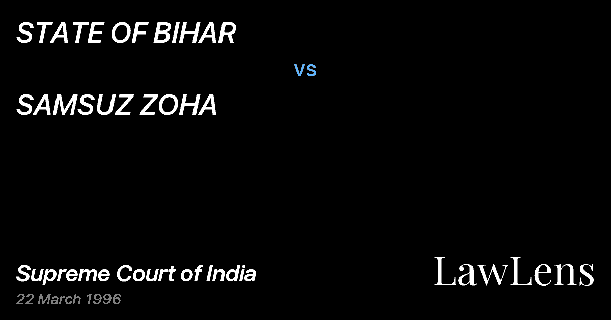 Preview image for STATE OF BIHAR vs. SAMSUZ ZOHA