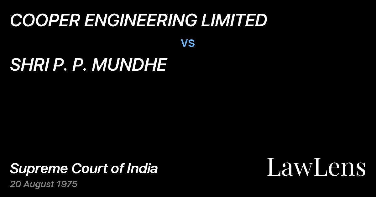 Preview image for COOPER ENGINEERING LIMITED vs. SHRI P. P. MUNDHE