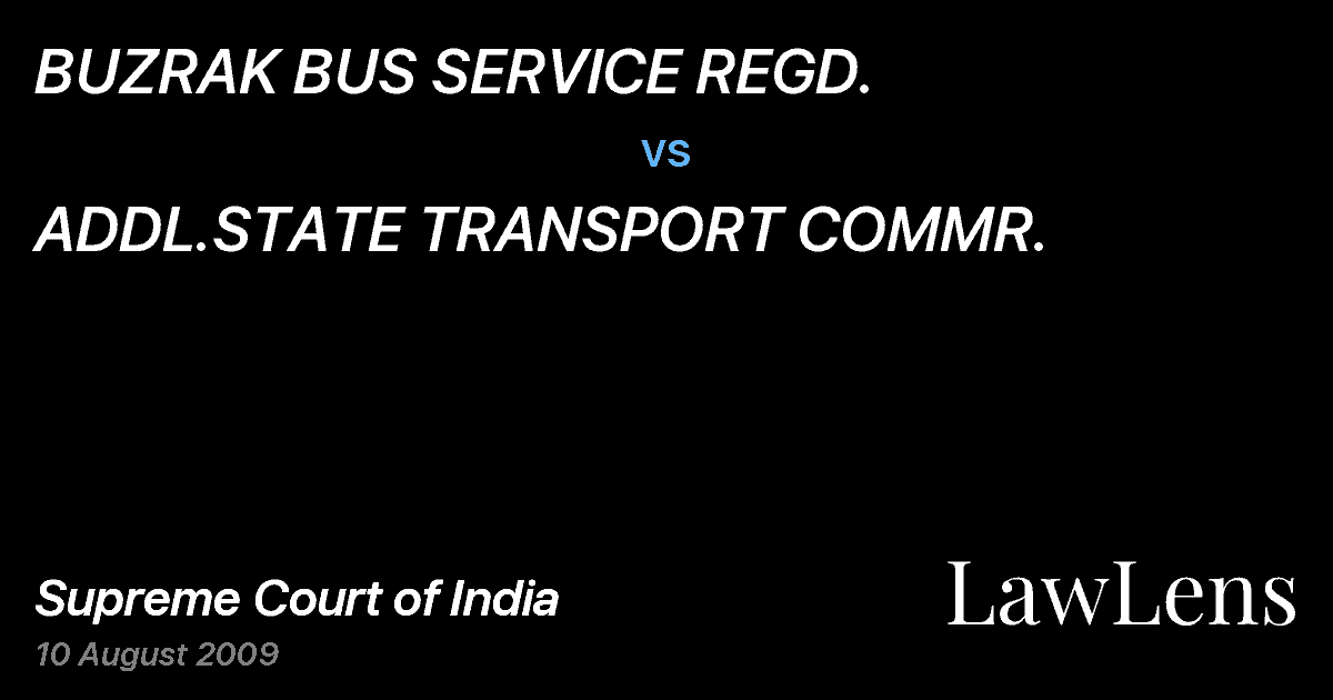 Preview image for BUZRAK BUS SERVICE REGD. vs. ADDL.STATE TRANSPORT COMMR.