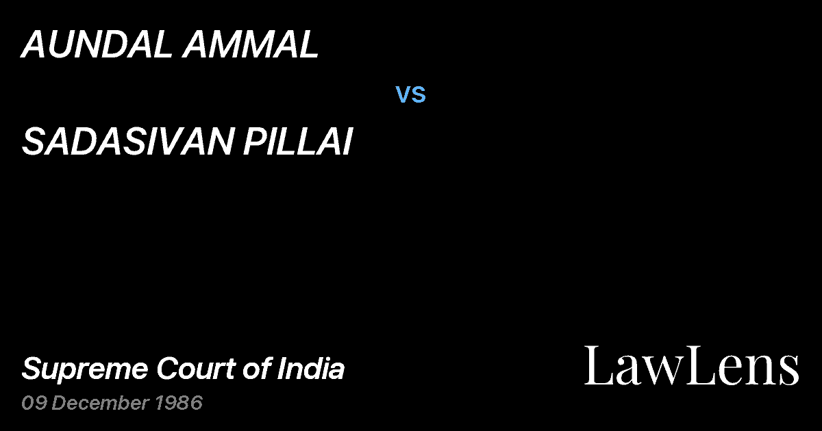 Preview image for AUNDAL AMMAL vs. SADASIVAN PILLAI