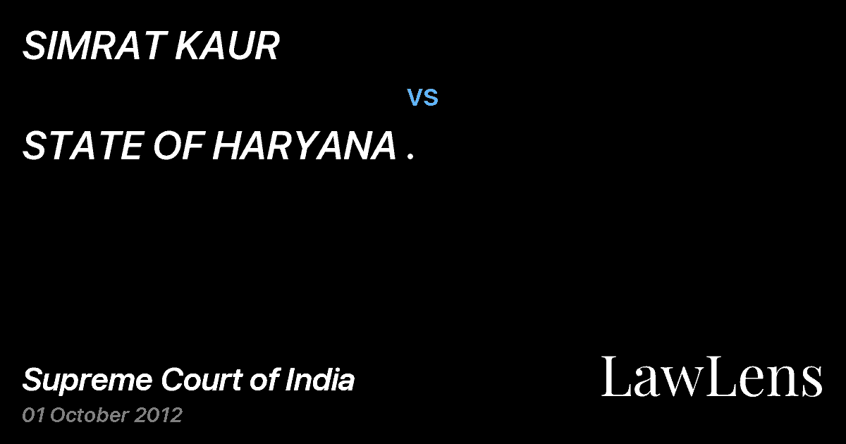 Preview image for SIMRAT KAUR vs. STATE OF HARYANA .