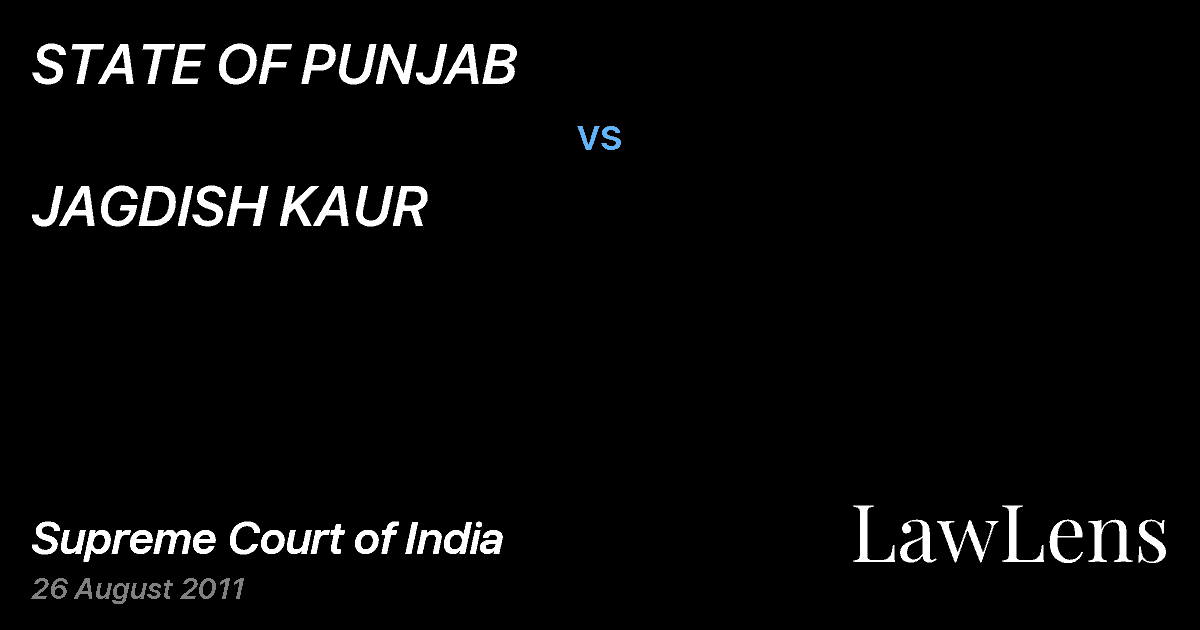 Preview image for STATE OF PUNJAB vs. JAGDISH KAUR