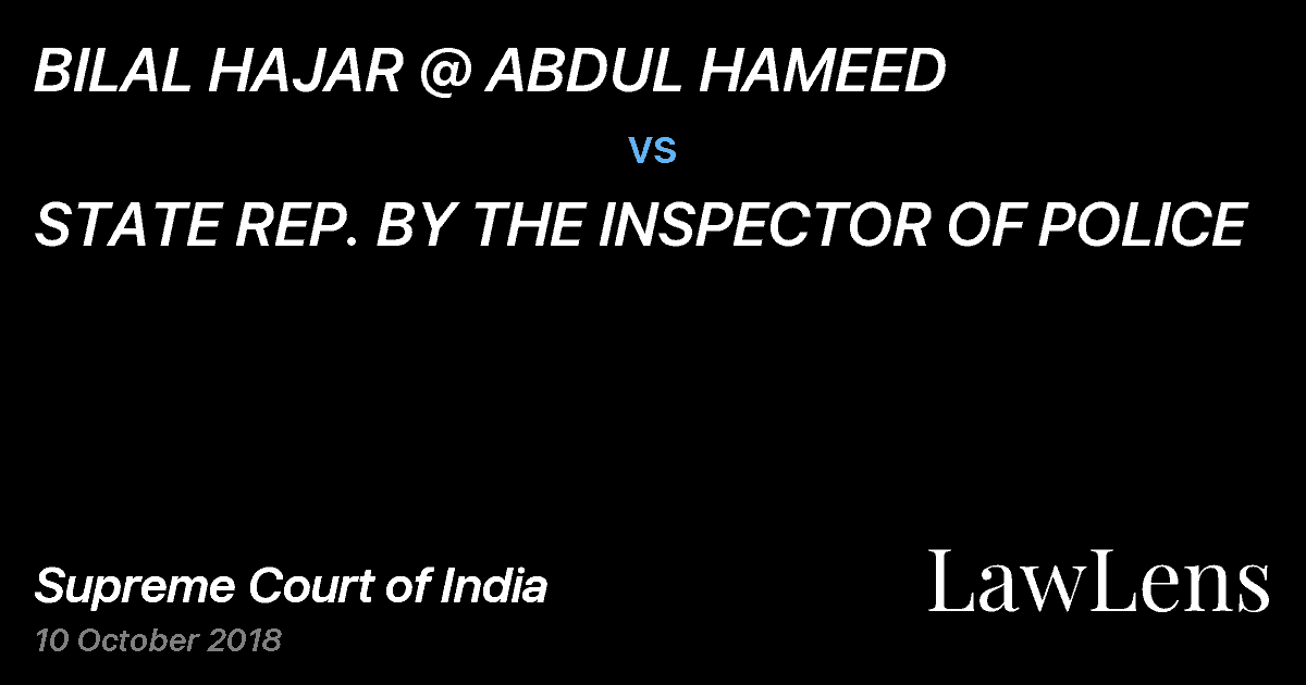 Preview image for BILAL HAJAR @ ABDUL HAMEED vs. STATE REP. BY THE INSPECTOR OF POLICE