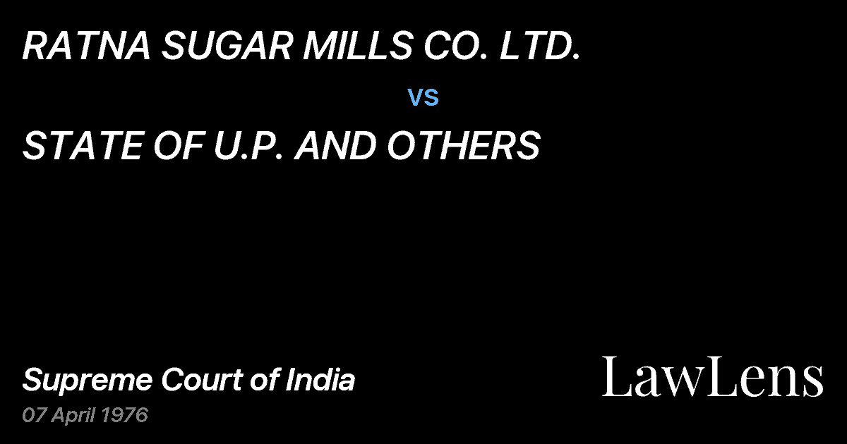 Preview image for RATNA SUGAR MILLS CO. LTD. vs. STATE OF U.P. AND OTHERS